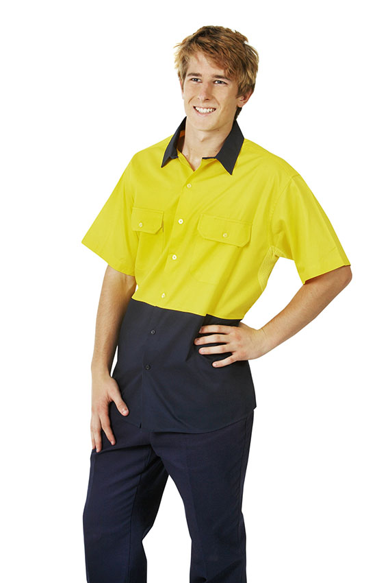 Hi Vis 155 GSM Cotton Twill Shirt, Short Sleeve